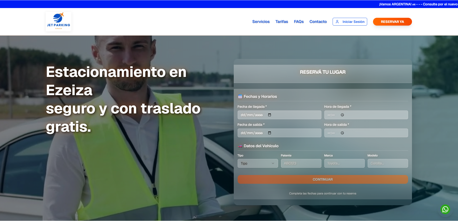 Interfaz de Jet Parking